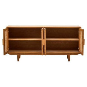 Lyon 4 Door Natural Rattan And Oak Sideboard