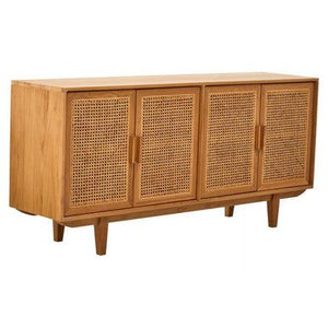 Lyon 4 Door Natural Rattan And Oak Sideboard