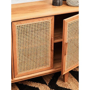 Lyon 4 Door Natural Rattan And Oak Sideboard