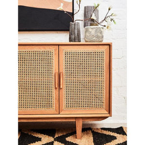 Lyon 4 Door Natural Rattan And Oak Sideboard