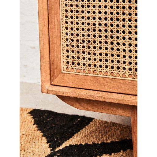 Lyon 4 Door Natural Rattan And Oak Sideboard