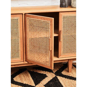 Lyon 4 Door Natural Rattan And Oak Sideboard