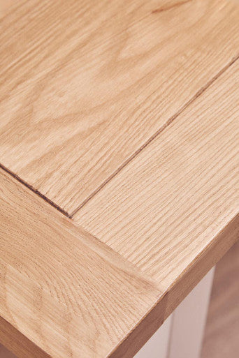 Parkside Natural Oak Wood Top Rectangular Dining Table – angle view