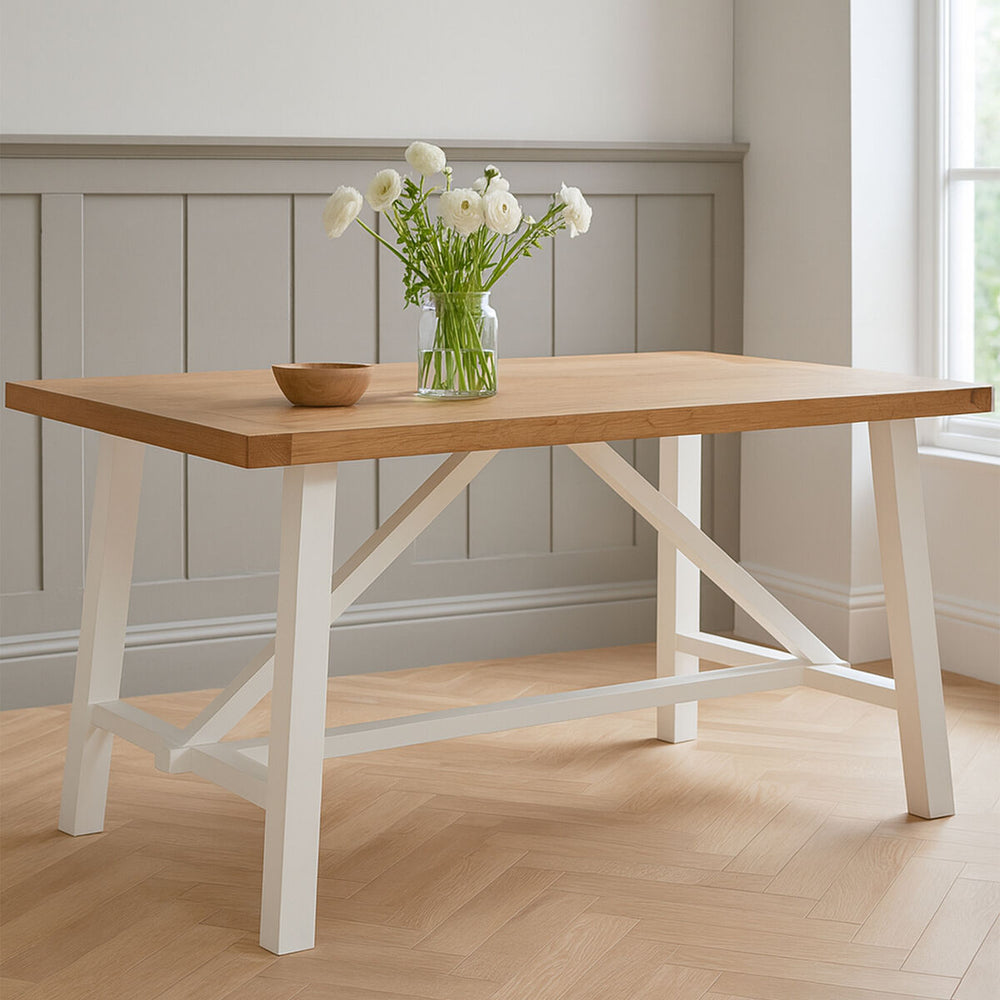 Parkside Natural Oak Wood Top Rectangular Dining Table
