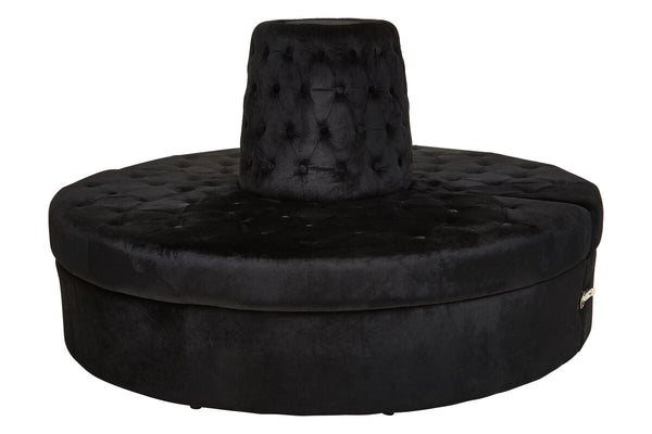 Hartford Black Velvet Modular Round Sofa – side view