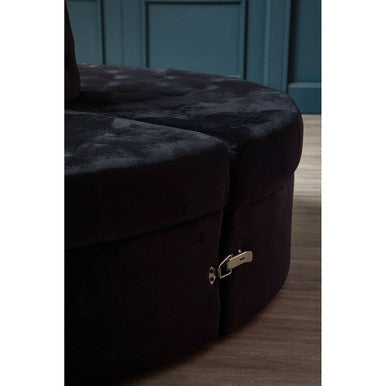 Hartford Black Velvet Modular Round Sofa – back view