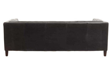 King Three Seater Antique Ebony Leather Sofa