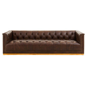 King Three Seater Tufted Leather Sofa