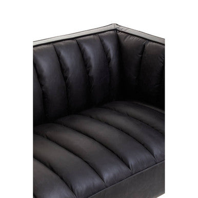 King Black Leather 3 Seater Sofa with Channel Tufting – detail 2