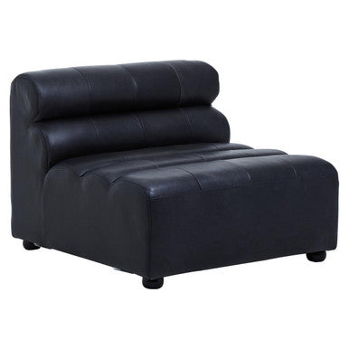King Antique Black Leather Armless Modular Sofa Chair