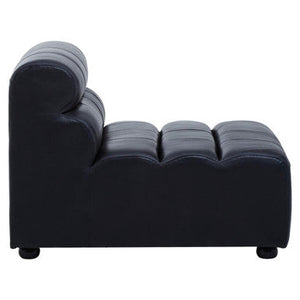 King Antique Black Leather Armless Modular Sofa Chair – back view