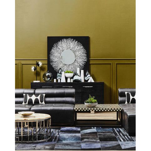 King Armless Distressed Slate Leather Sofa Chair