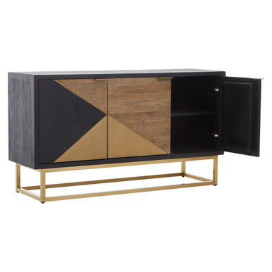 Siena Natural and Black Oak Wood 3 Door Sideboard – detail
