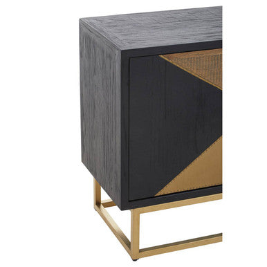 Siena Natural and Black Oak Wood 3 Door Sideboard – side view 2