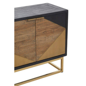 Siena Natural and Black Oak Wood 3 Door Sideboard – angle view
