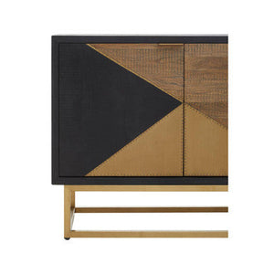 Siena Natural and Black Oak Wood 3 Door Sideboard – back view