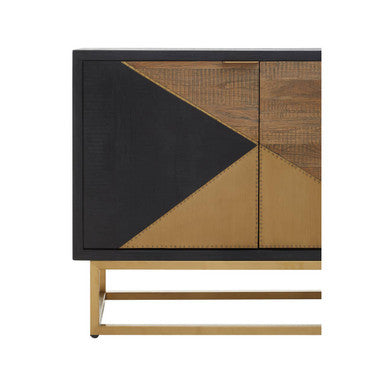Siena Natural and Black Oak Wood 3 Door Sideboard – back view