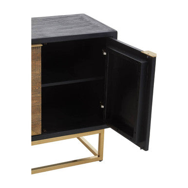 Siena Natural and Black Oak Wood 3 Door Sideboard – close-up
