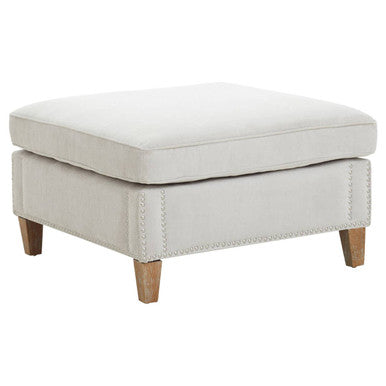 Sutton Grey Fabric Footstool with Stud Detail – side view