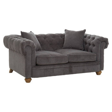Spencer Grey Fabric Button Tufted 2 Seater Sofa – detail