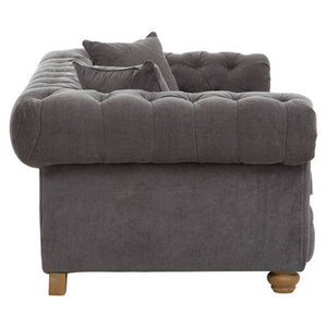Spencer Grey Fabric Button Tufted 2 Seater Sofa – in room setting