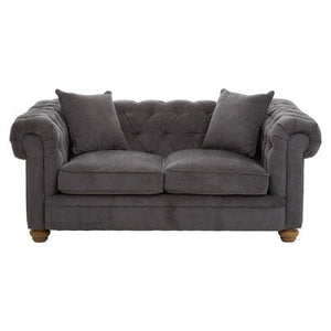 Spencer Grey Fabric Button Tufted 2 Seater Sofa – side view