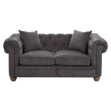 Spencer Grey Fabric Button Tufted 2 Seater Sofa – side view