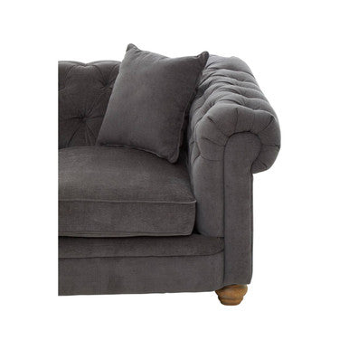 Spencer Grey Fabric Button Tufted 2 Seater Sofa – close-up