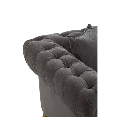 Spencer Grey Fabric Button Tufted 2 Seater Sofa – angle view
