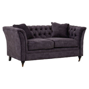 Sabrina Grey Velvet Fabric 2 Seater Sofa with Wheels – detail