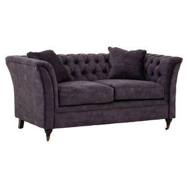 Sabrina Grey Velvet Fabric 2 Seater Sofa with Wheels – detail