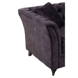 Sabrina Grey Velvet Fabric 2 Seater Sofa with Wheels – close-up