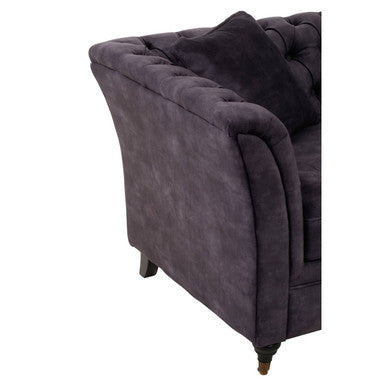 Sabrina Grey Velvet Fabric 2 Seater Sofa with Wheels – close-up