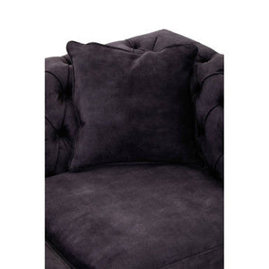 Sabrina Grey Velvet Fabric 2 Seater Sofa with Wheels – side view 2