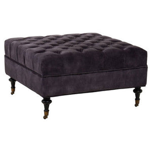 Sabrina Grey Velvet Ottoman with Wheels – detail