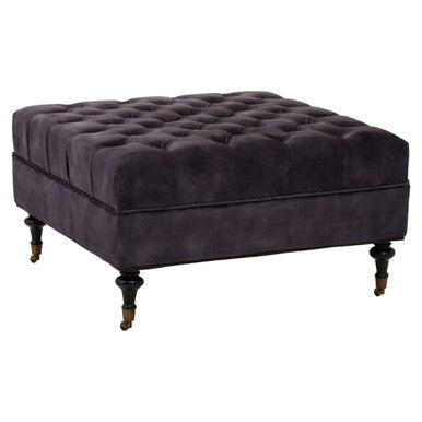 Sabrina Grey Velvet Ottoman with Wheels – detail