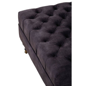Sabrina Grey Velvet Ottoman with Wheels – in room setting