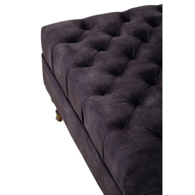 Sabrina Grey Velvet Ottoman with Wheels – in room setting