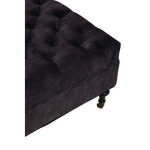 Sabrina Grey Velvet Ottoman with Wheels – close-up