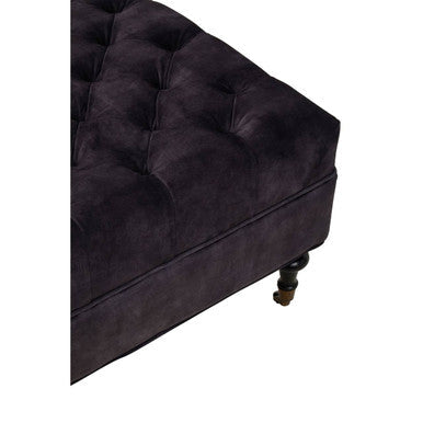 Sabrina Grey Velvet Ottoman with Wheels – close-up