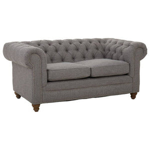 Stella Grey Linen 2 Seater Chesterfield Sofa – detail