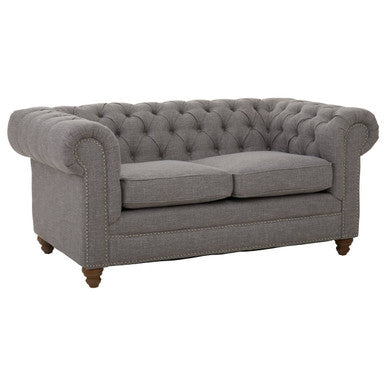 Stella Grey Linen 2 Seater Chesterfield Sofa – detail