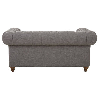 Stella Grey Linen 2 Seater Chesterfield Sofa – close-up