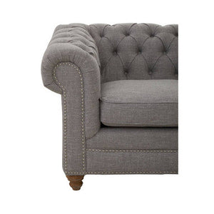 Stella Grey Linen 2 Seater Chesterfield Sofa – side view 2