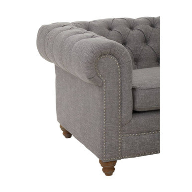 Stella Grey Linen 2 Seater Chesterfield Sofa – detail 2