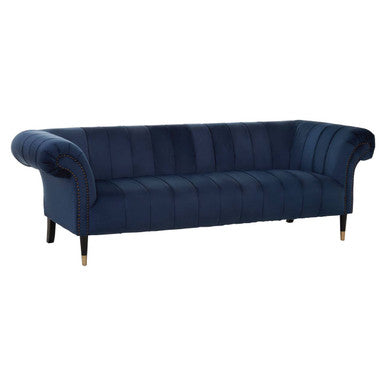 Siena Midnight Blue Velvet 3 Seater Sofa – in room setting
