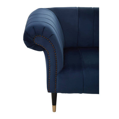 Siena Midnight Blue Velvet 3 Seater Sofa – side view 2