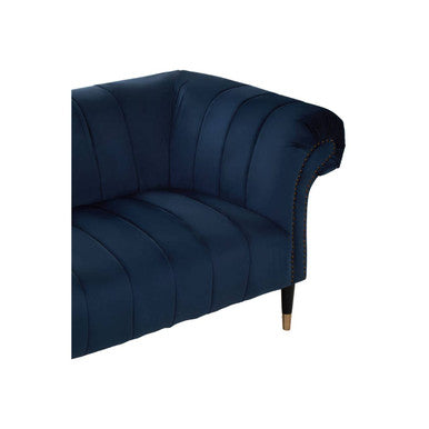 Siena Midnight Blue Velvet 3 Seater Sofa – in room setting 2