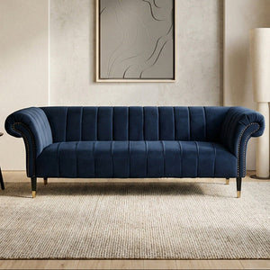 Siena Midnight Blue Velvet 3 Seater Sofa