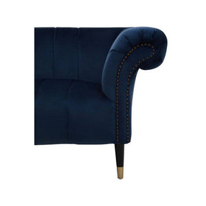 Siena Midnight Blue Velvet Channel Tufted 2 Seater Sofa – close-up